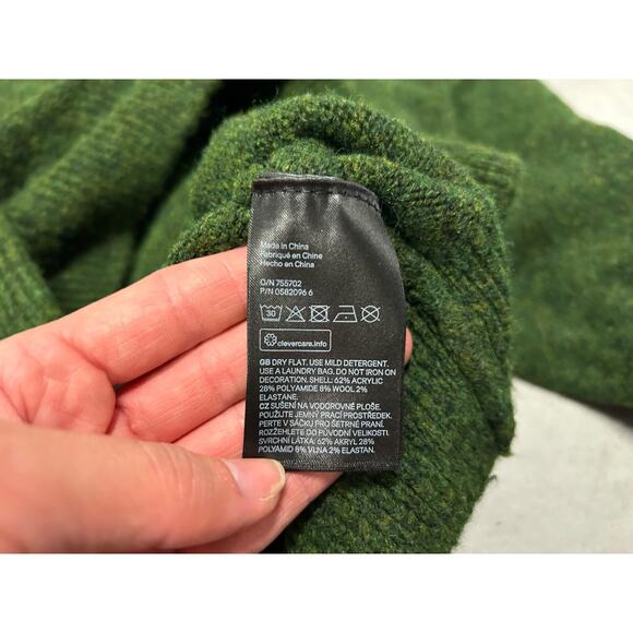 H&M Emerald Green Lightning Bug Dragonfly Gold Beaded Fairy Sweater Sz S - Picture 6 of 8